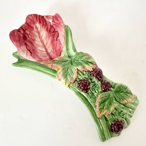 Fitz & Floyd Blackberry Rabbit Spoon Rest, Discontinued Ceramic Collectible